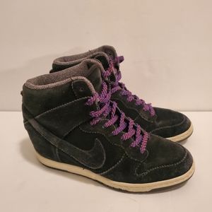 NIKE Dunk Sky High wedge sneaker size 9.5 in Black/Court Purple